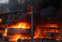Kyiv, Ukraine, Hit in Russian Missile Attack